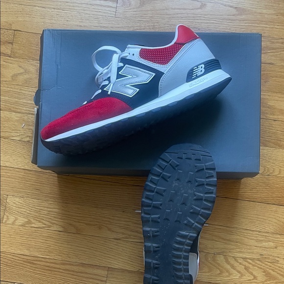 New Balance Red, White, and Navy Sneakers. Mens size 13. New Balance 574 - Picture 3 of 4